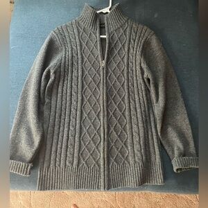 Men’s zip up cardigan cable knit sweater